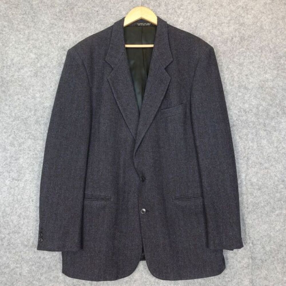 Italian Navy Herringbone Tweed Sport Coat Mens 42 Long Wool diBENEDETTO SIMONS‎